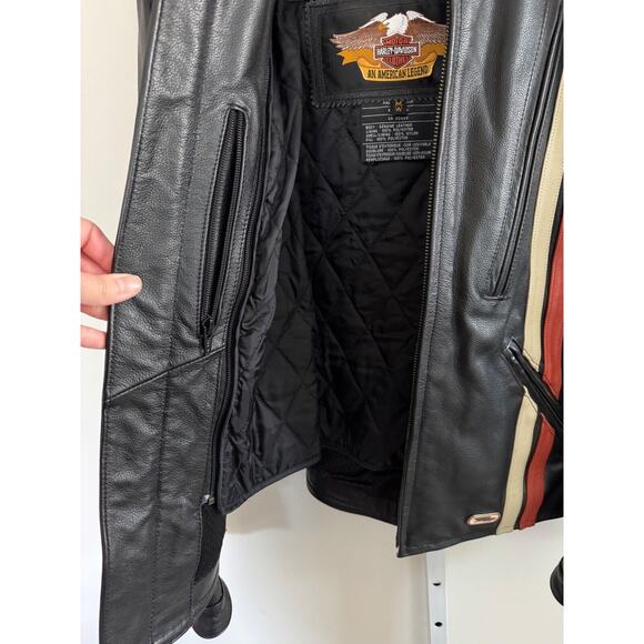 Vintage Harley Davidson Racing Leather Jacket Women’s Size Medium Motorcycle EUC - Picture 10 of 12